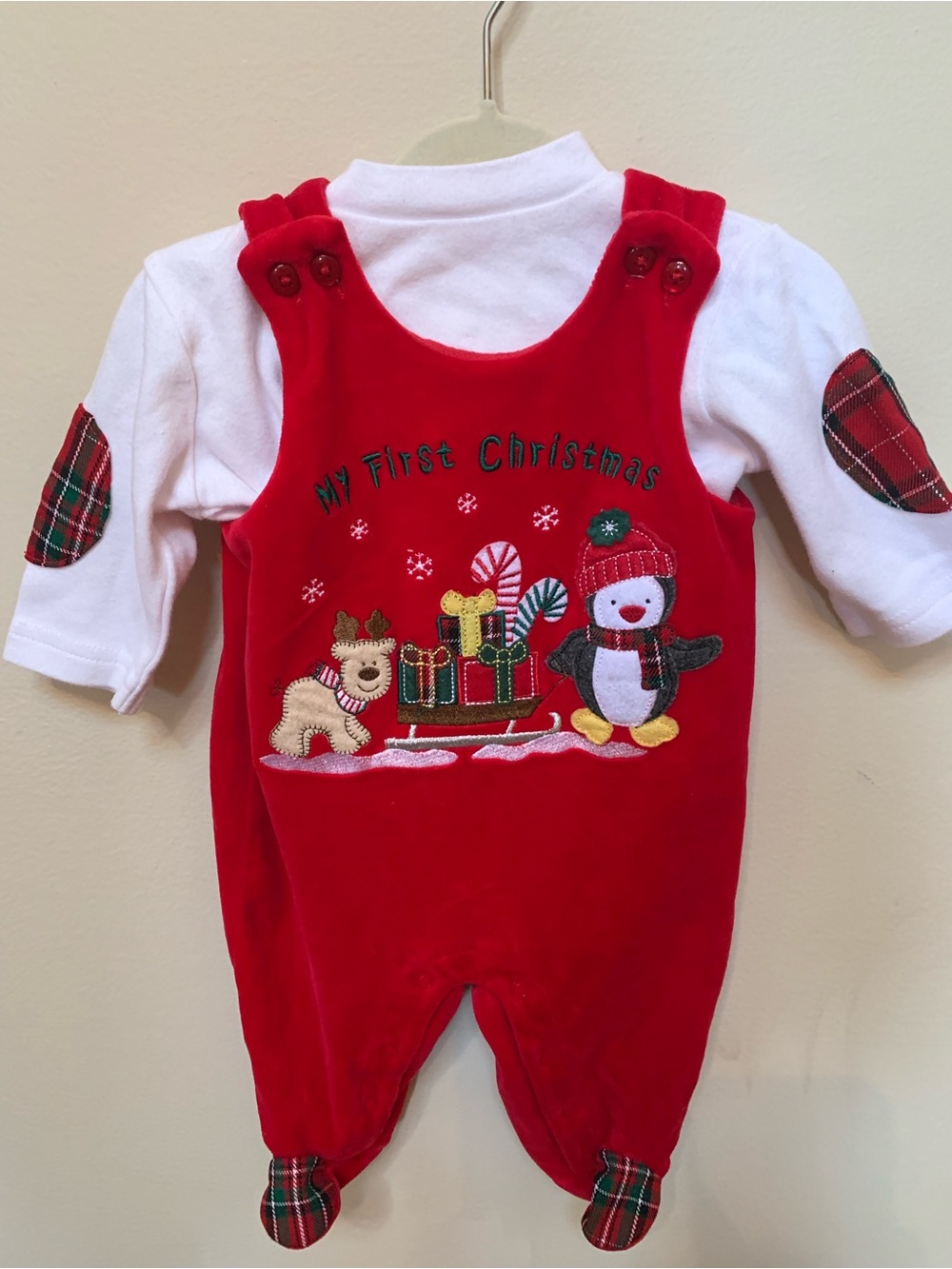 Vintage Baby 'My First Christmas' Red Holiday One-Piece